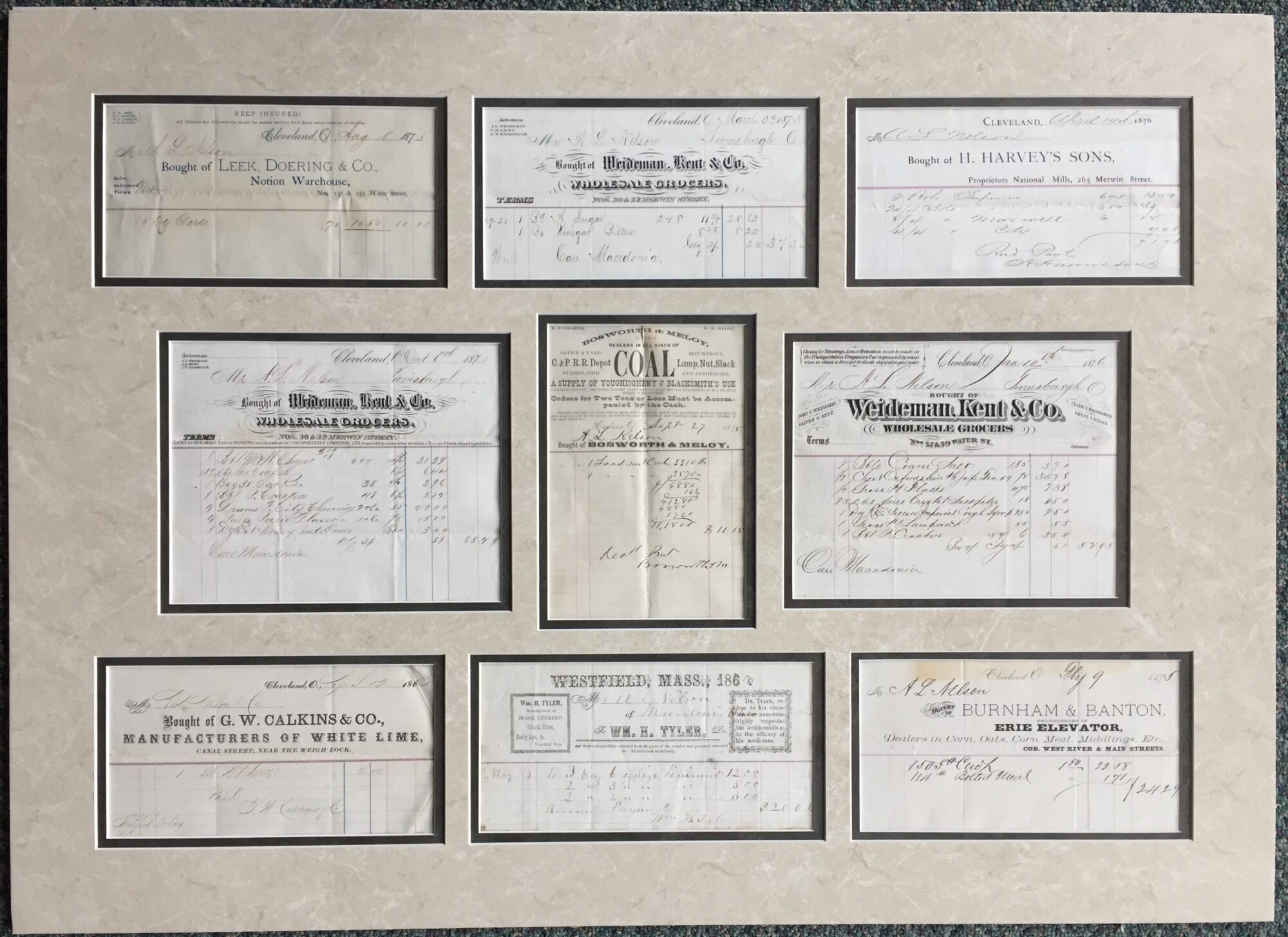 Historic Documents - 1870's Store Purchase Receipts - Gallery of Framing